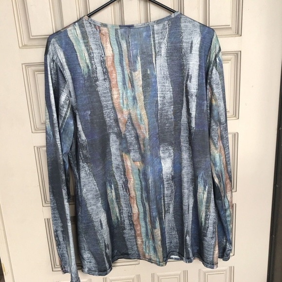 Cour de Vague Top SzL 1/2 Zip Front Unisex Blue Long Sleeve Lt Weight Pre-Owned - Picture 8 of 8